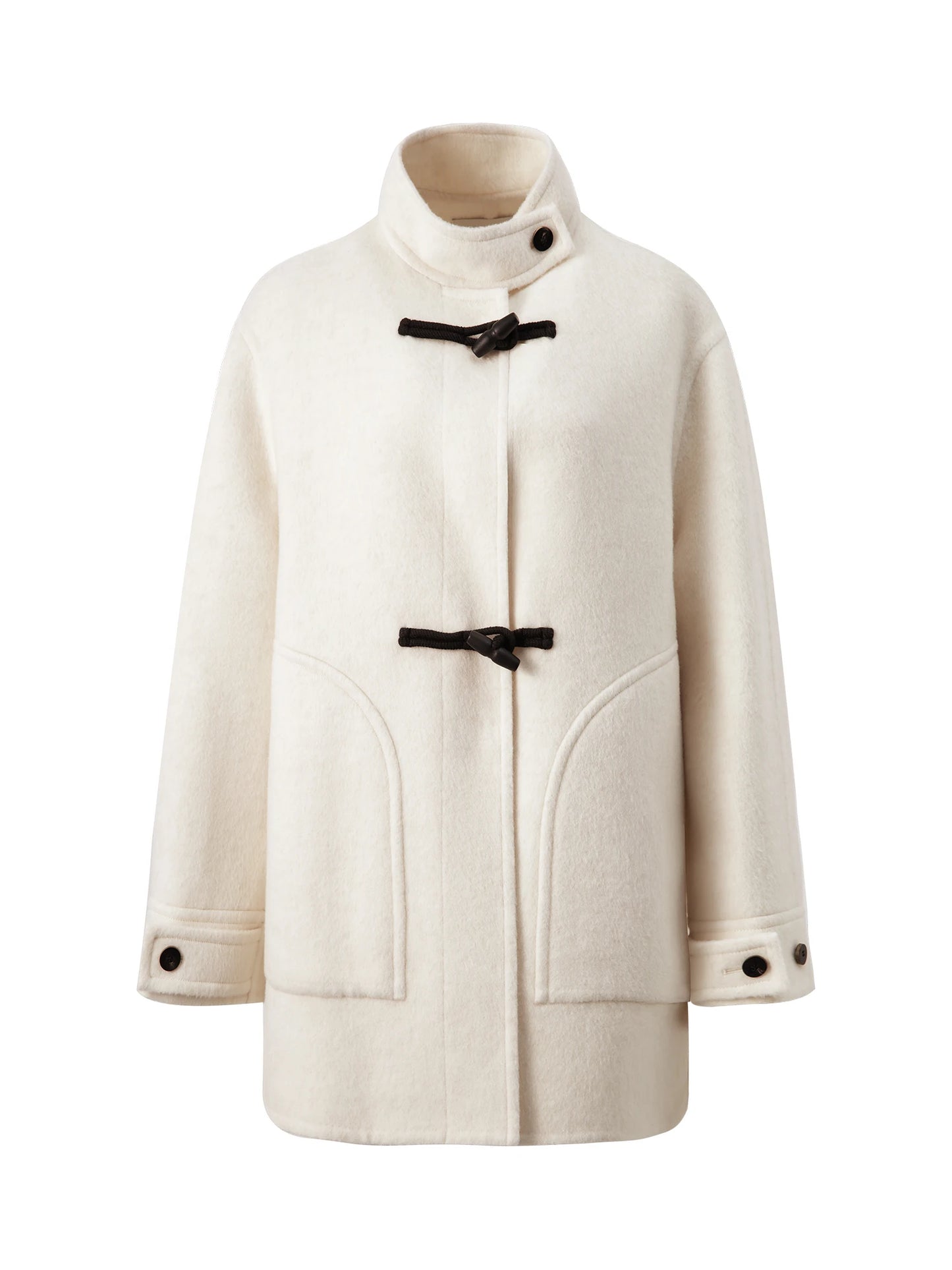Camel Horn Button Stand Coat
