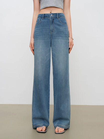 Light Blue Draped Wide Jeans