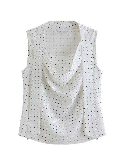 Taupe Cowl Neck Sleeveless Blouse