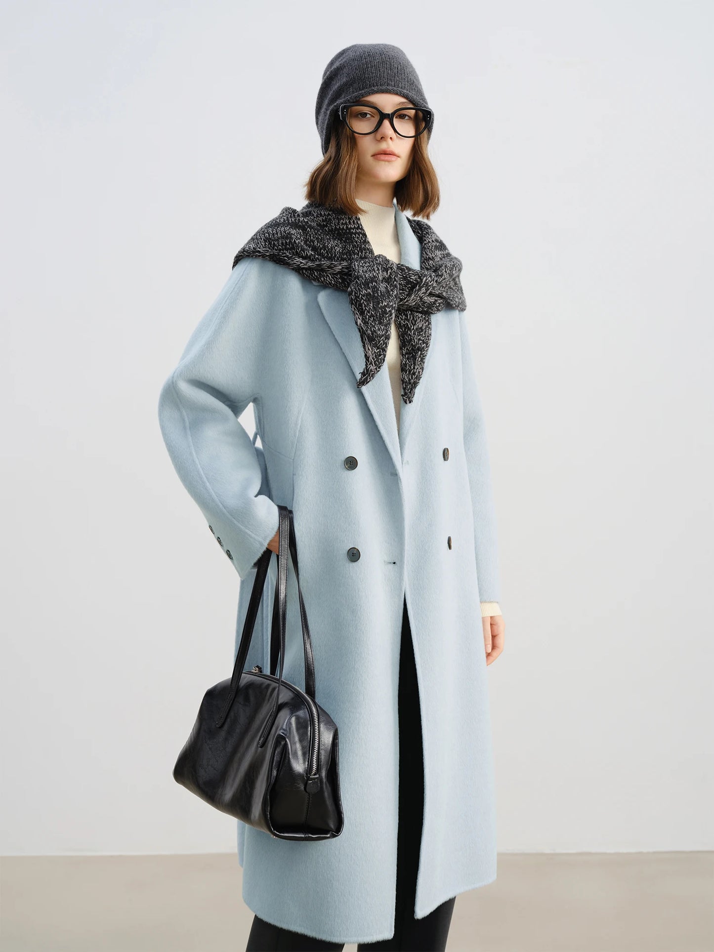 Navy Raglan Wool Blend Coat
