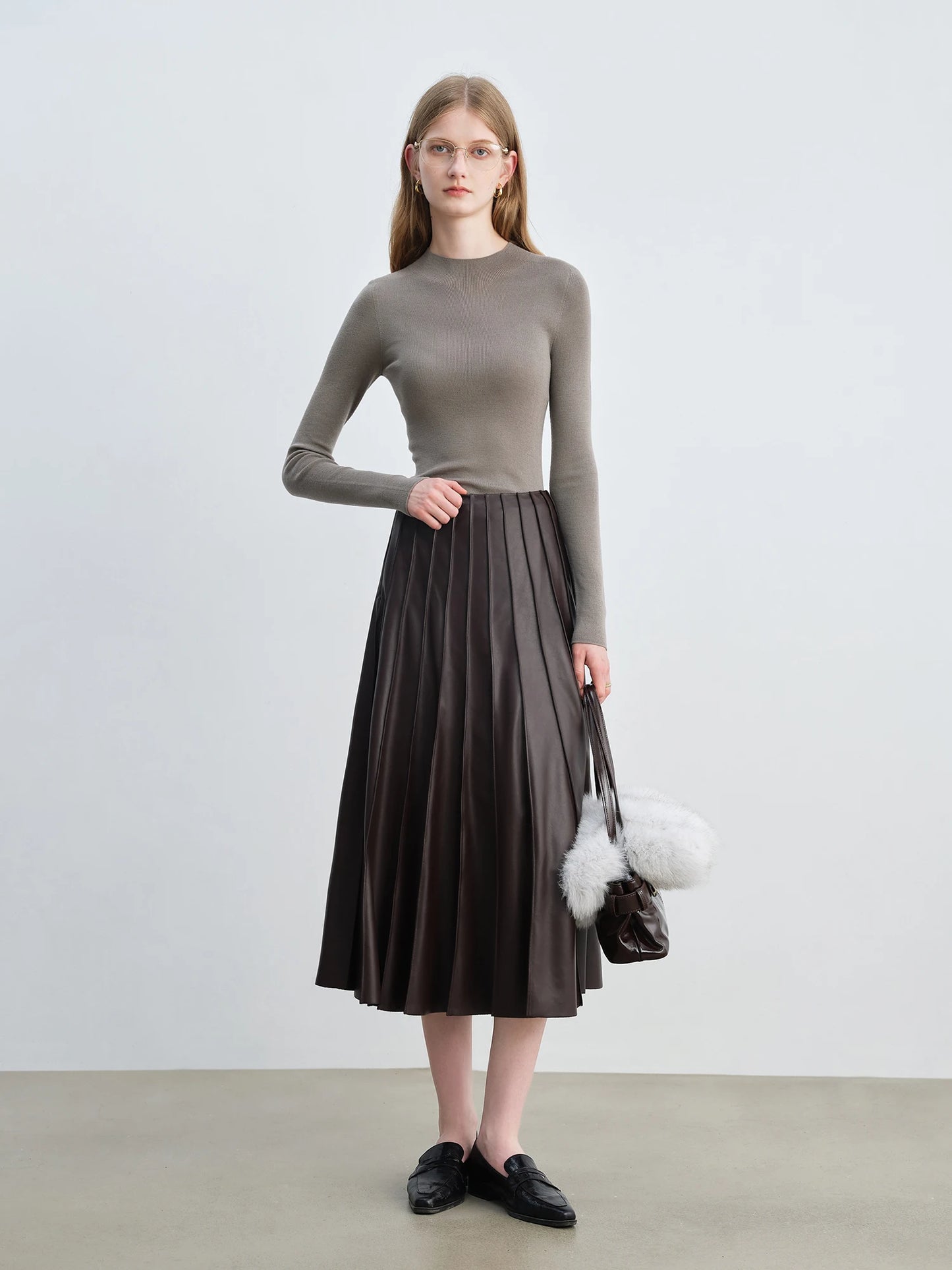 Cherry Gloss PU Leather Pleated Skirt