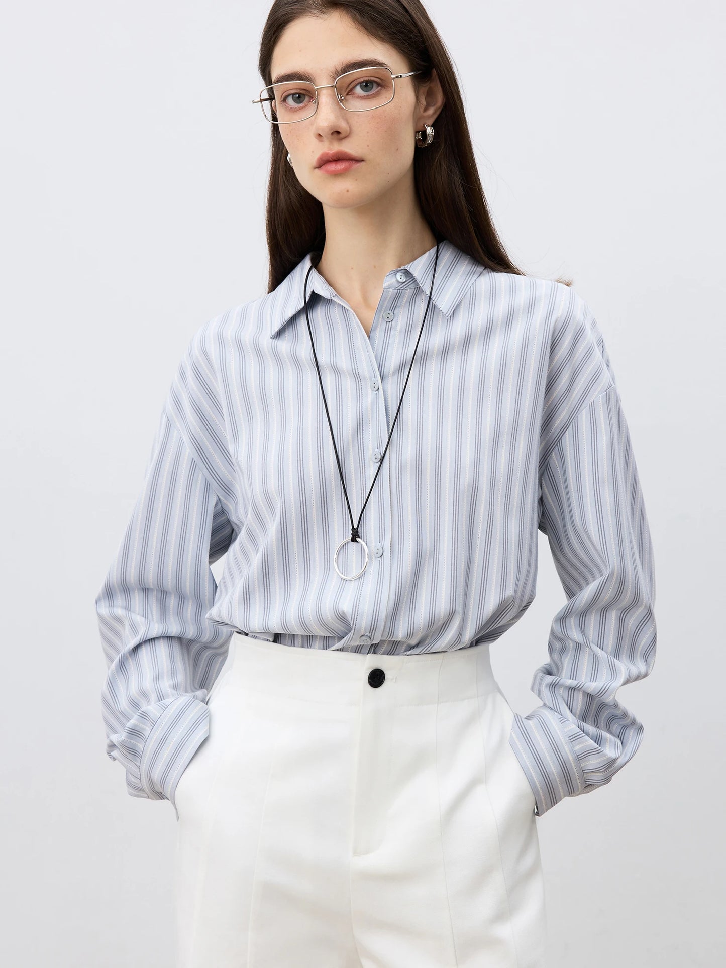 Blue Striped Bow Tie Shirt