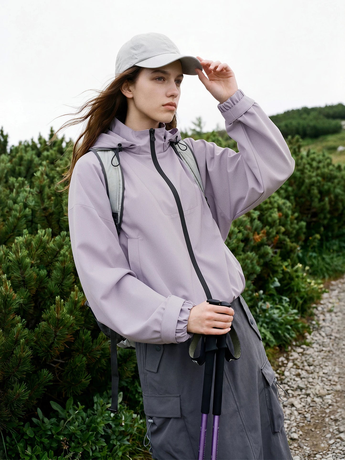 Lavender Hooded Jacket Skirt Set