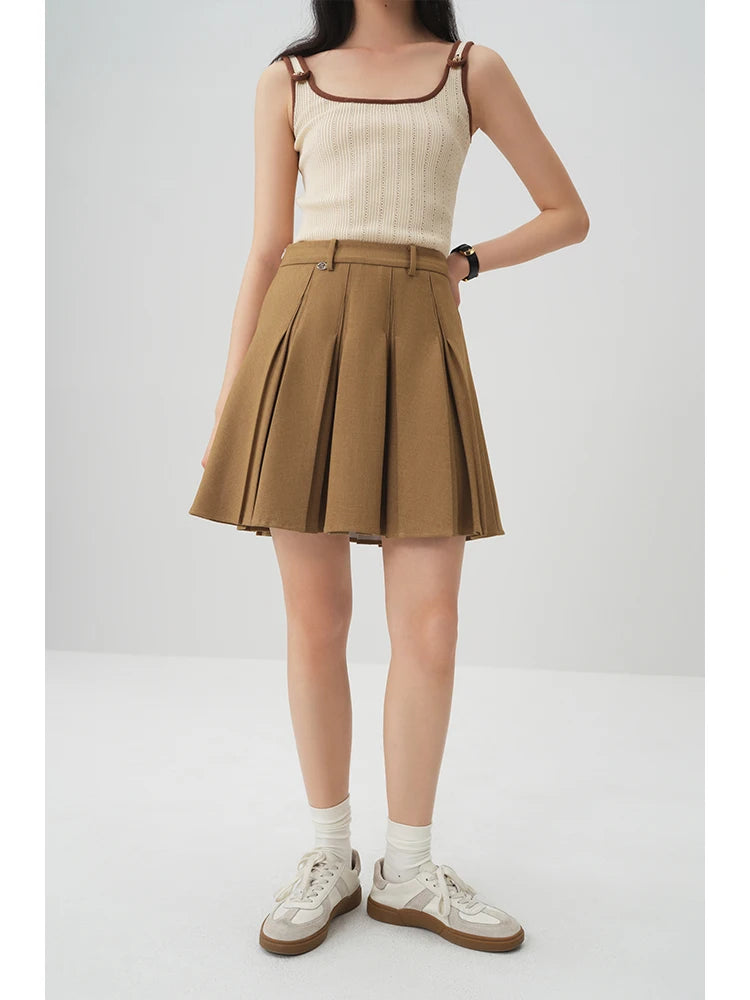 Structured Pleated Mini Skirt
