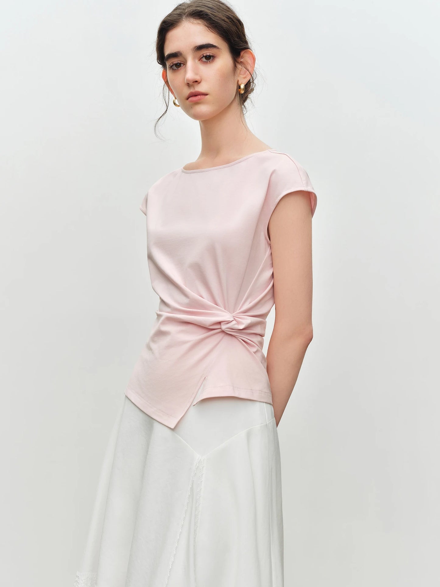 Blush Twist Front Short Sleeve Top