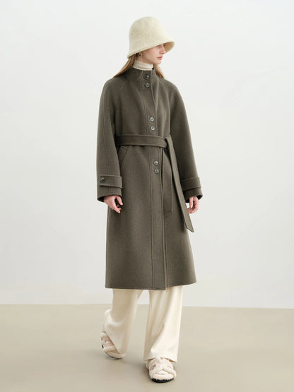 Grey High Collar Wool Coat