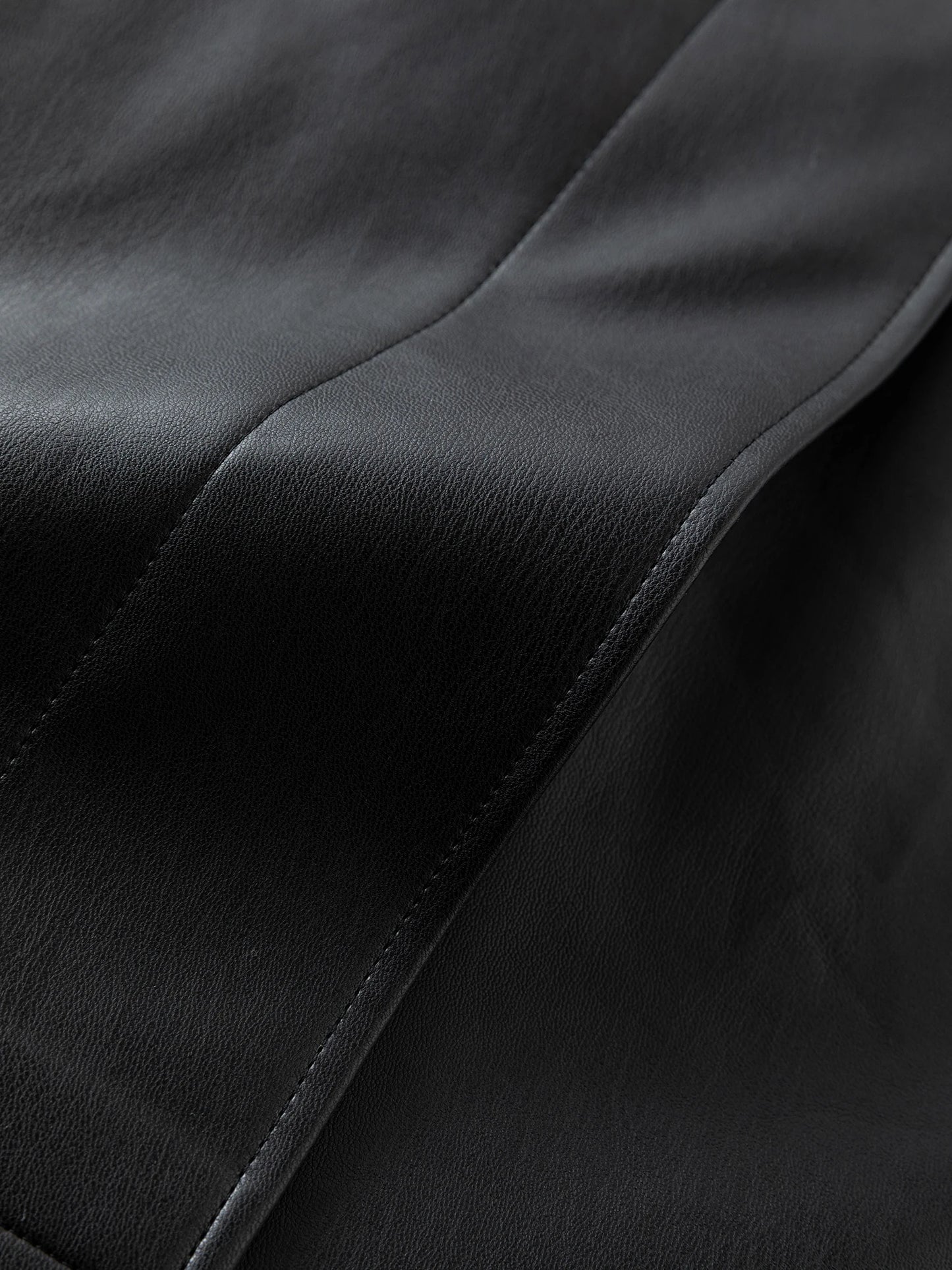 Black Faux Leather Wrap Skirt