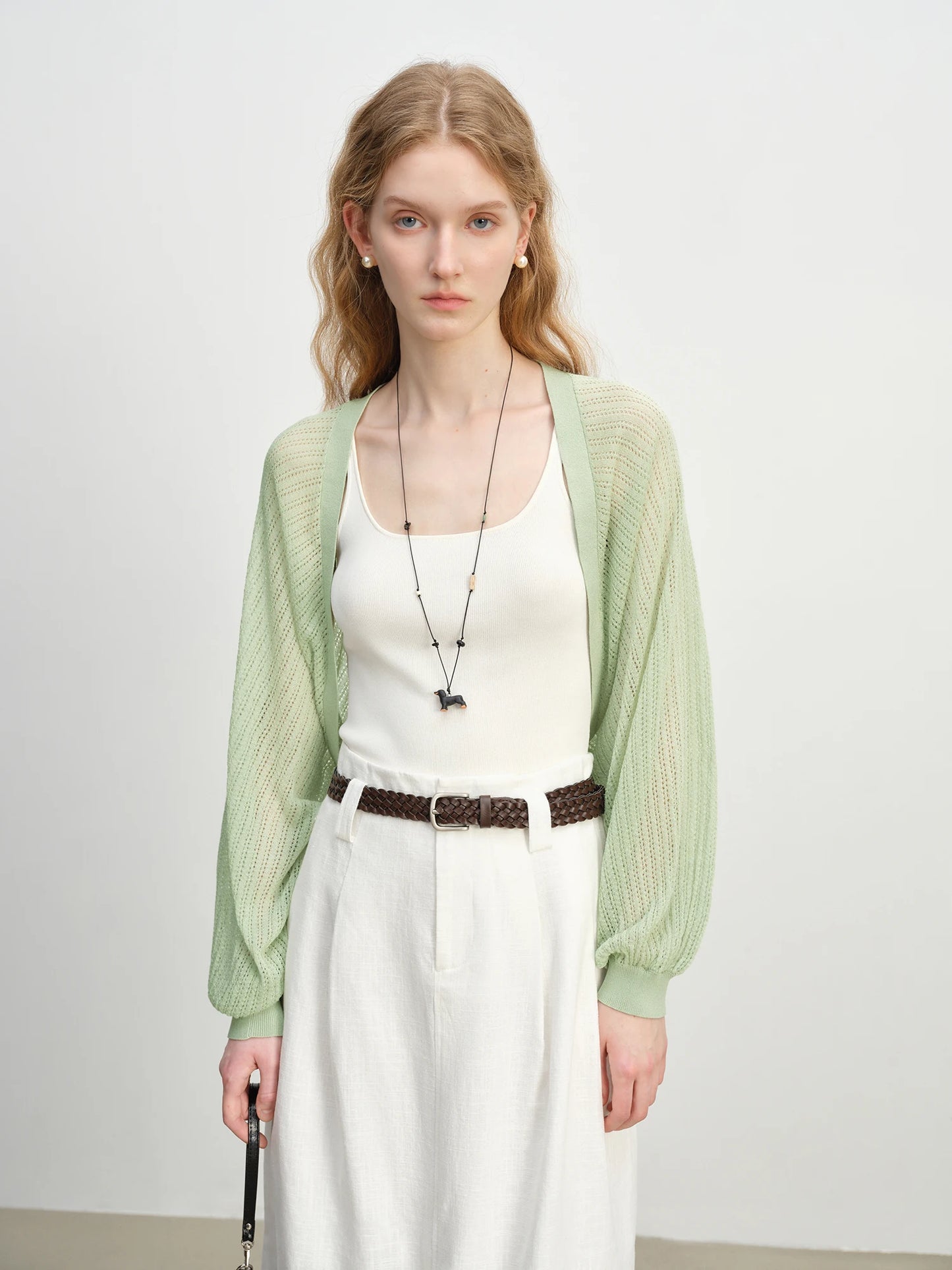 Mint Batwing Open Knit Cardigan
