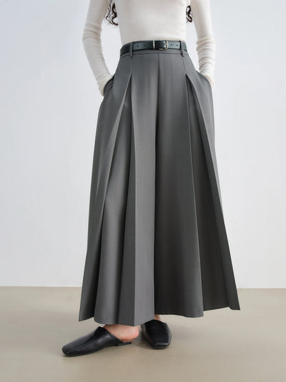 Black Draped Wide Leg Culottes