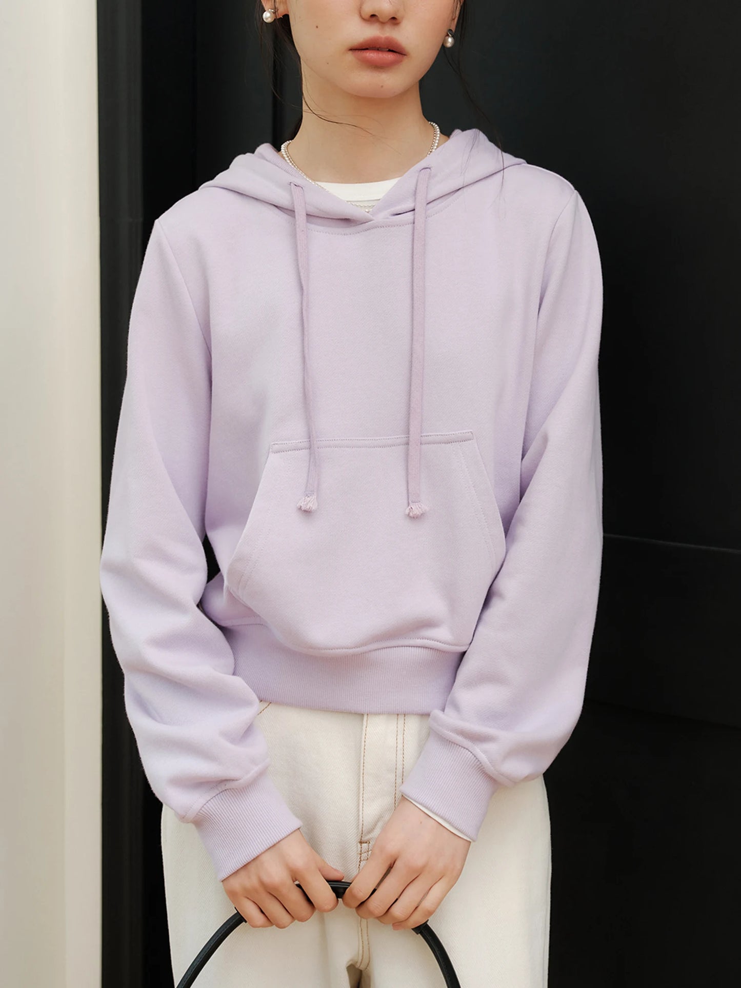 Lavender Cropped Pullover Hoodie