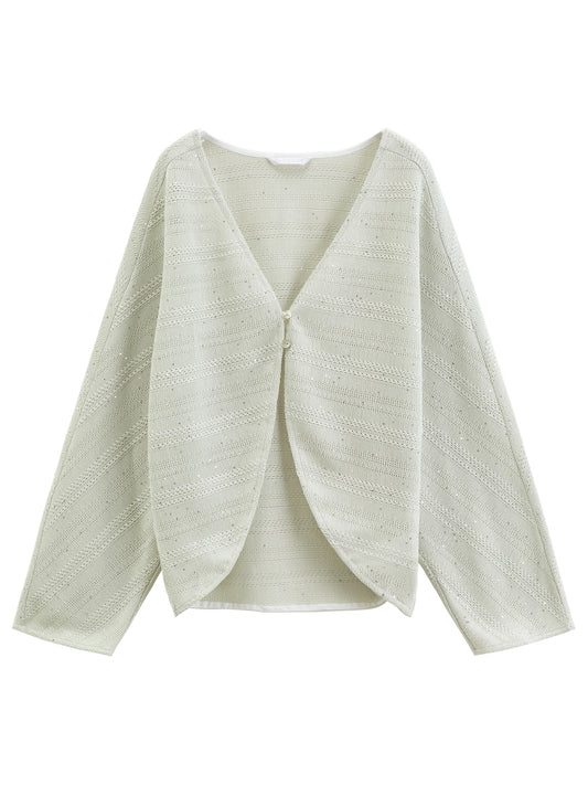 Ivory Open Front Knit Cardigan