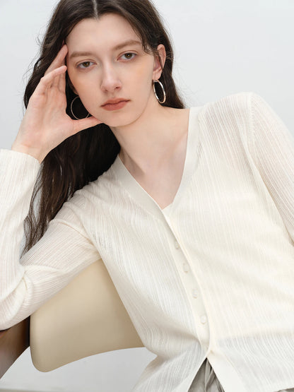Olive Ribbed V-Neck Knit Cardigan