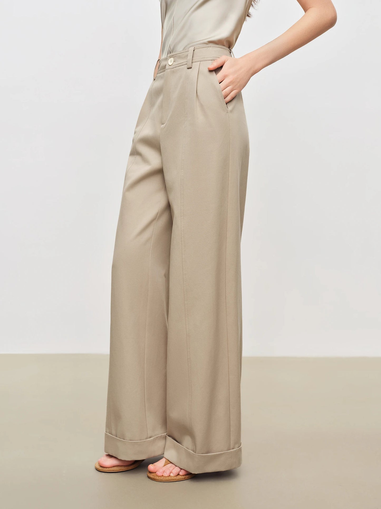 Charcoal Cuffed Straight Leg Trousers