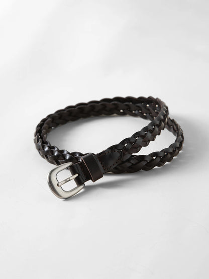 Braided Leather Buckle Belt