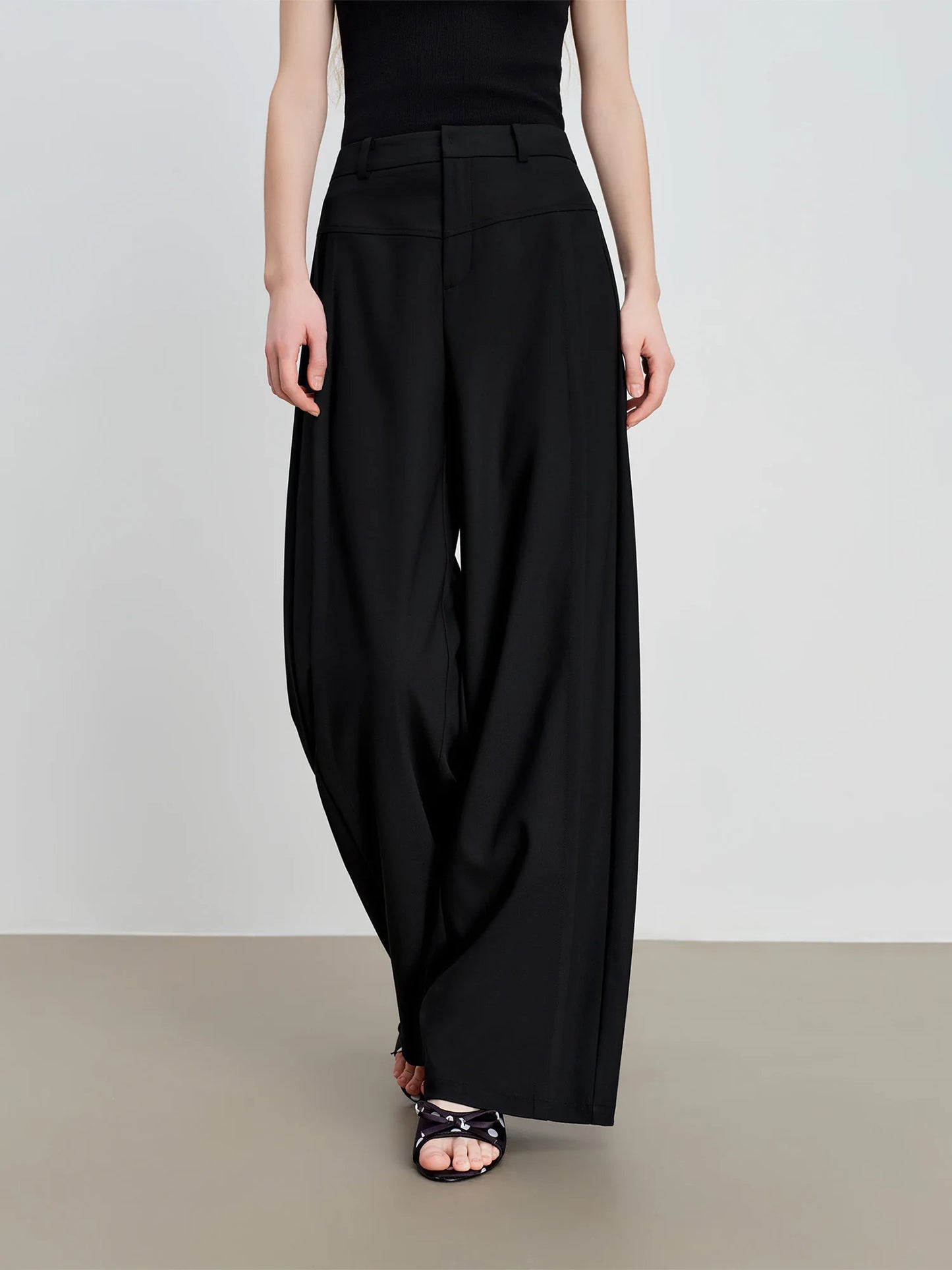 Black Panel Wide Leg Trousers