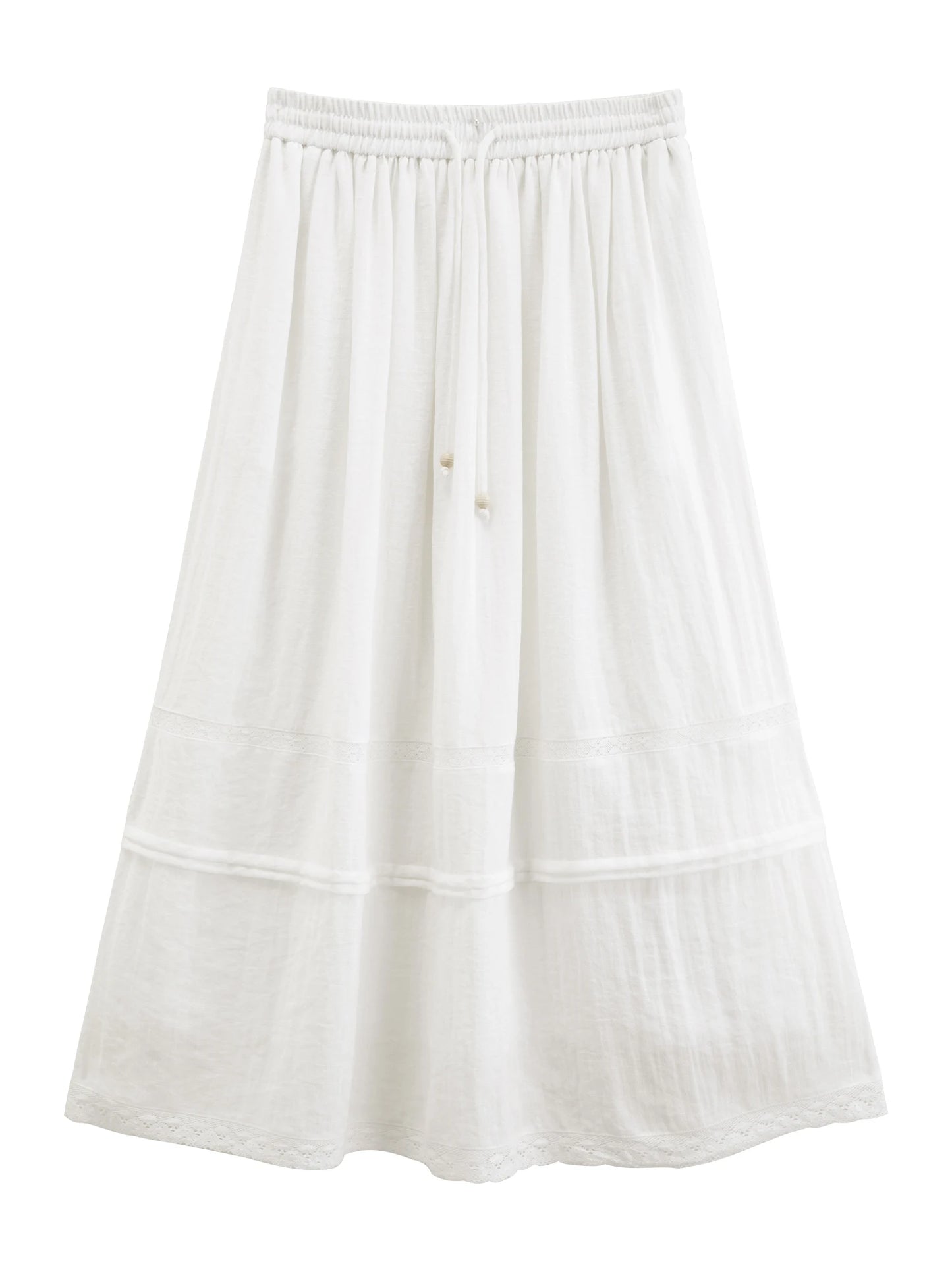 White O-Neck Midi Skirt Set