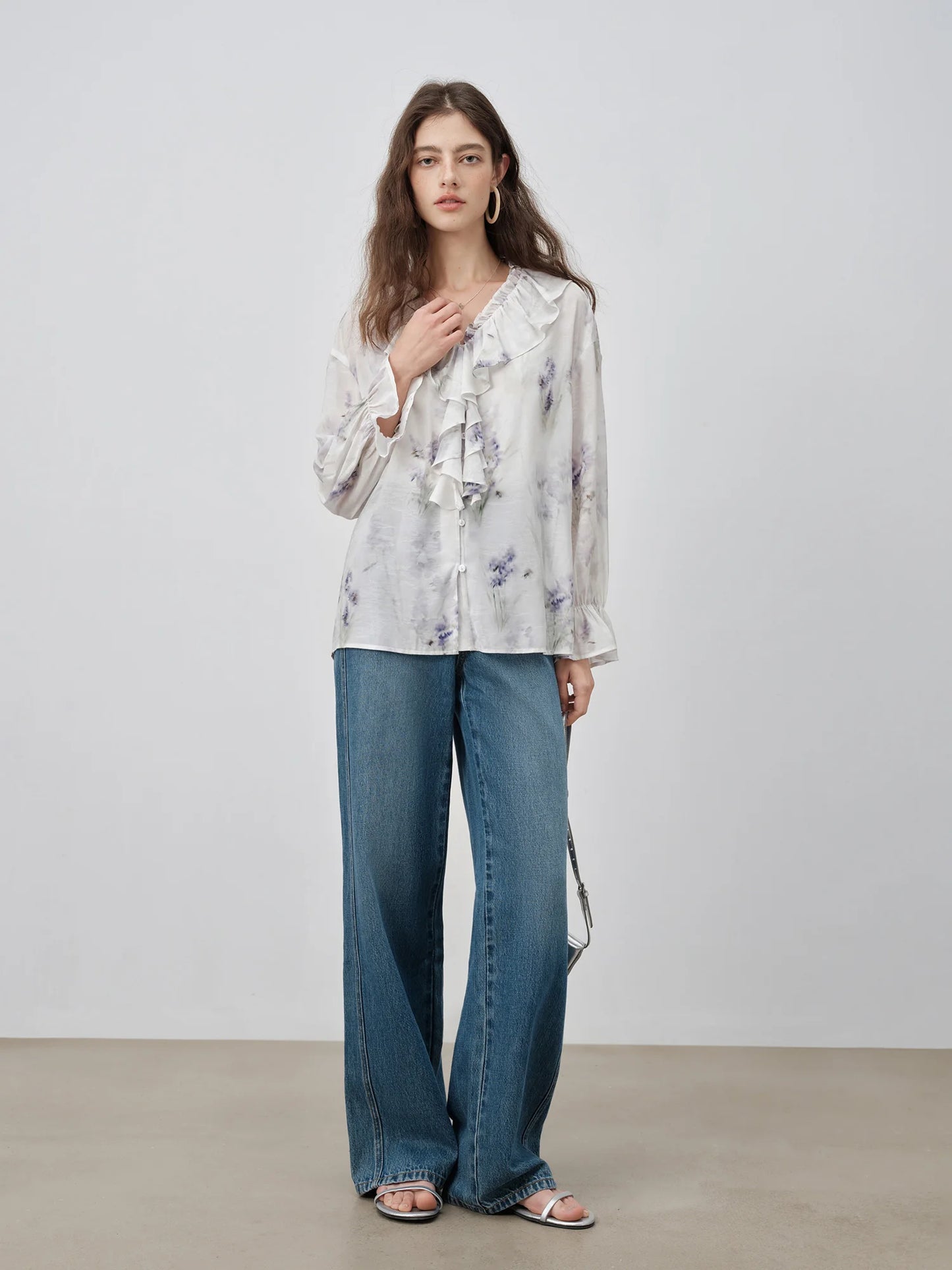 Wisteria Floral Ruffle Blouse