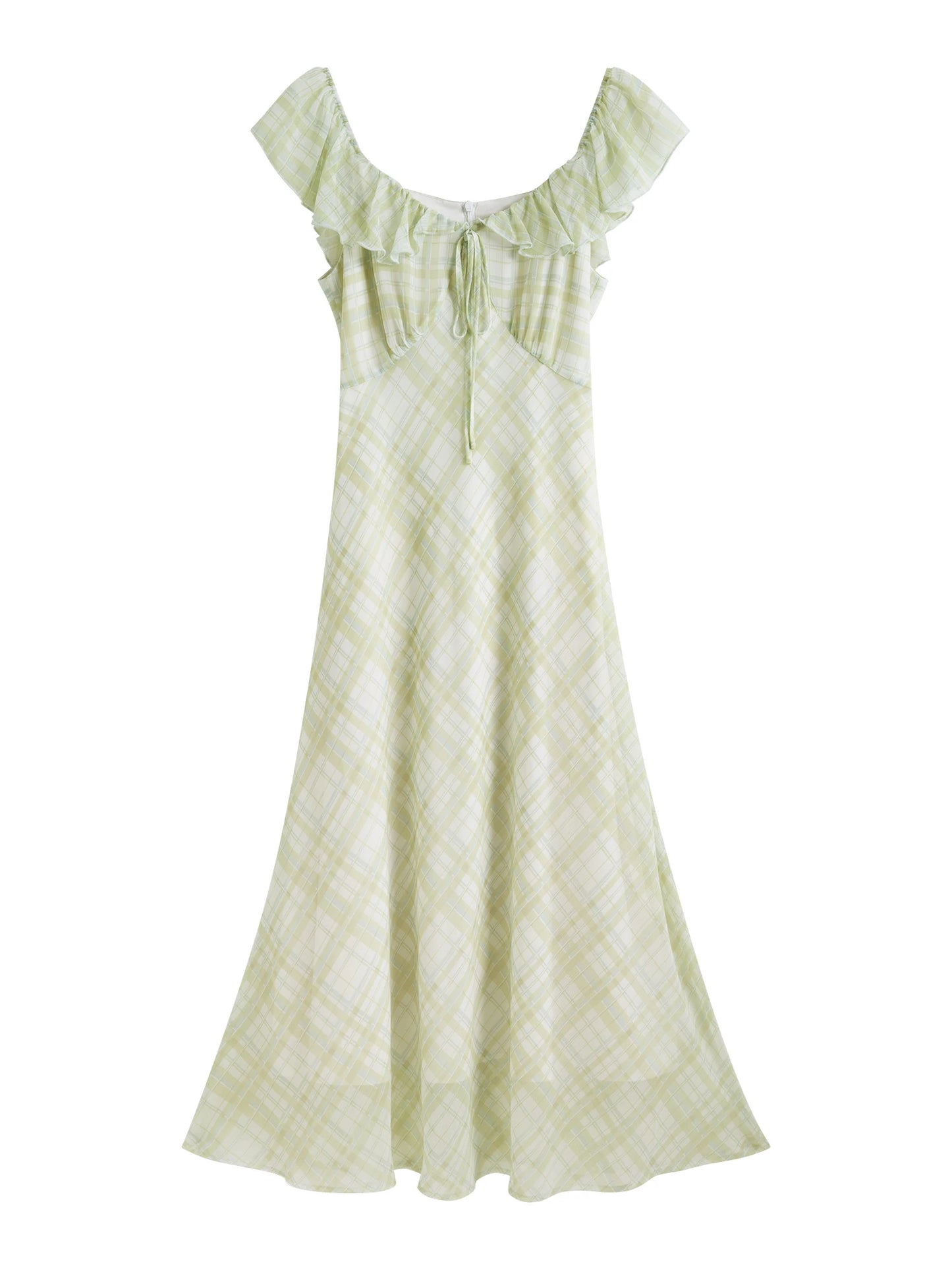 Pink Gingham Ruffle Maxi Dress