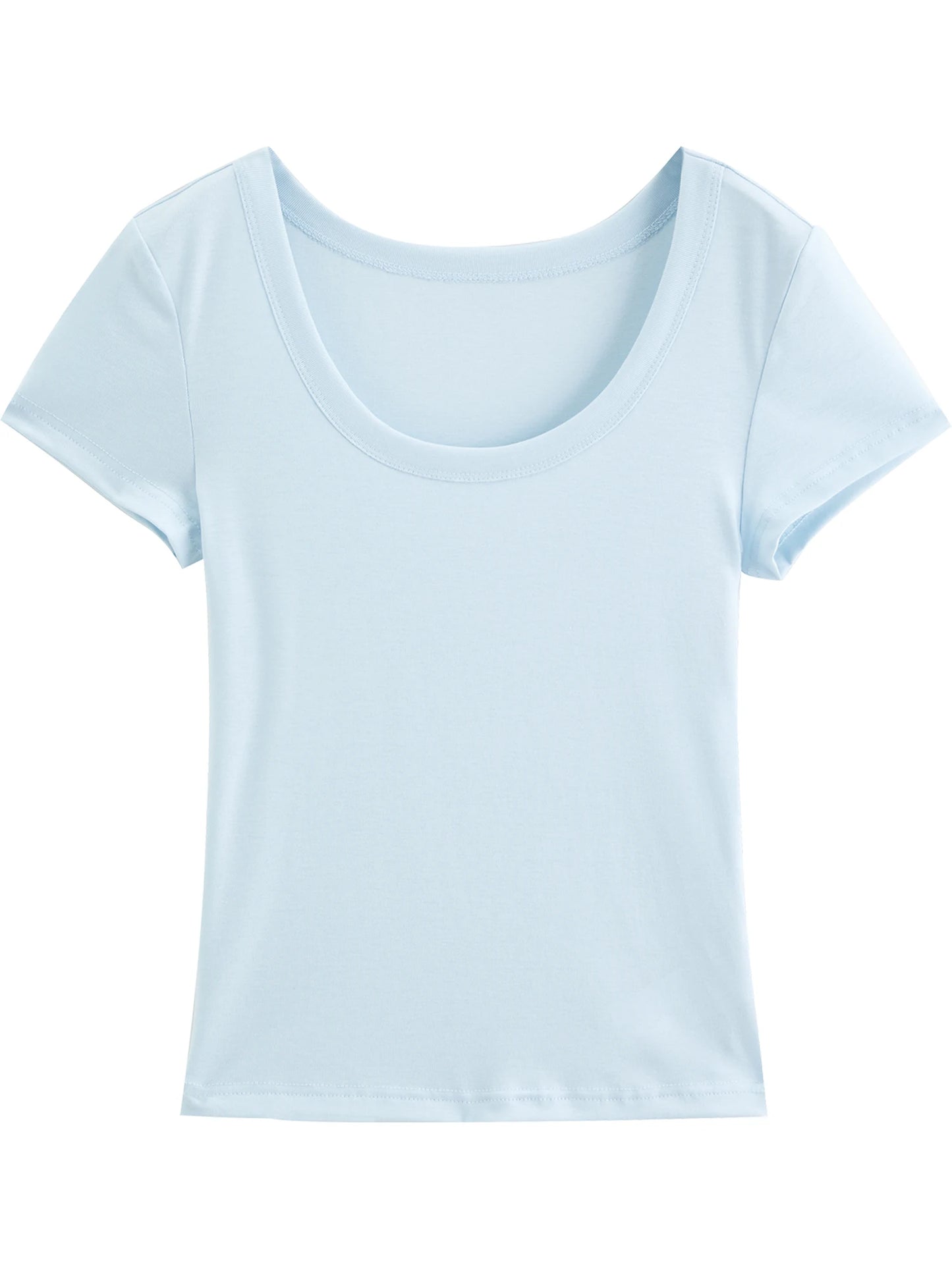 Pale Blue U-Neck Slim Tee