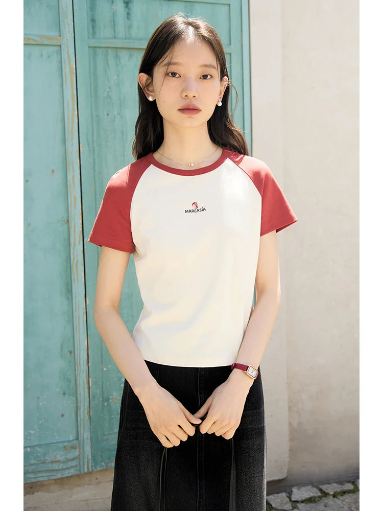 Ivory Red Raglan Graphic Tee