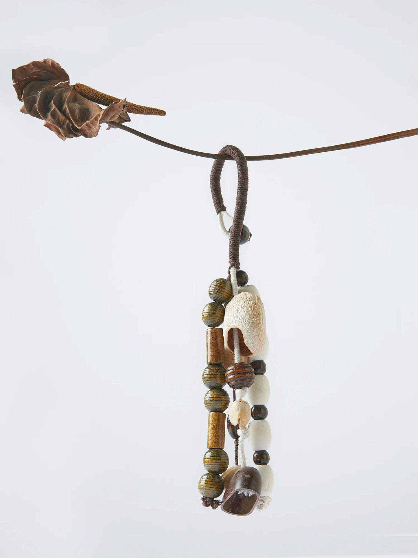 Natural Wooden Bead Bag Charm