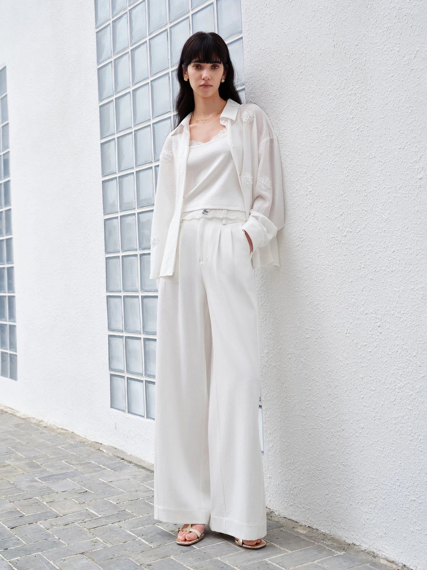 White Embroidered Linen Shirt