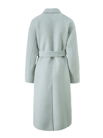 White Knee Length Wool Coat