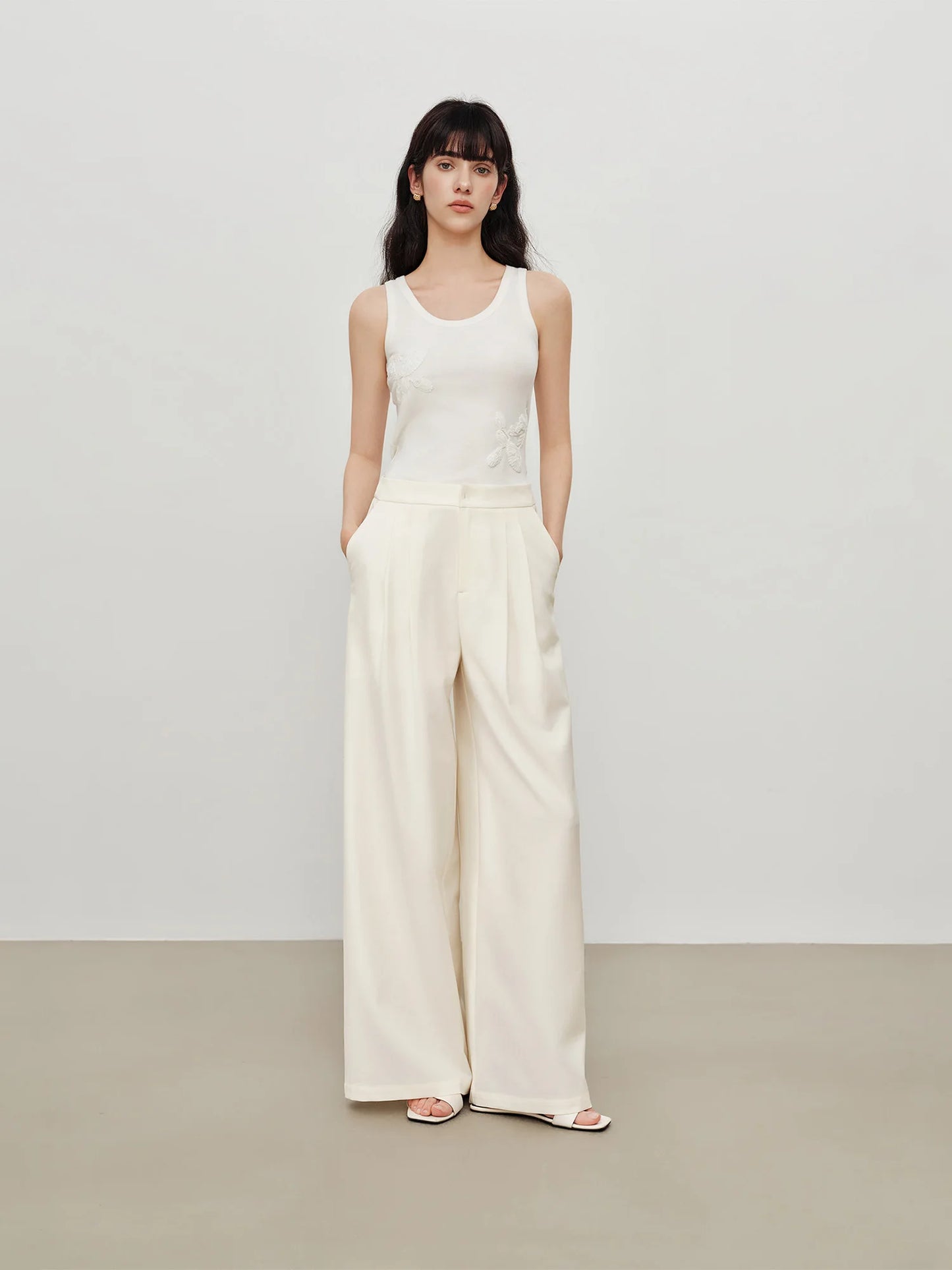 Ivory Lace Wrap Wide Leg Pants