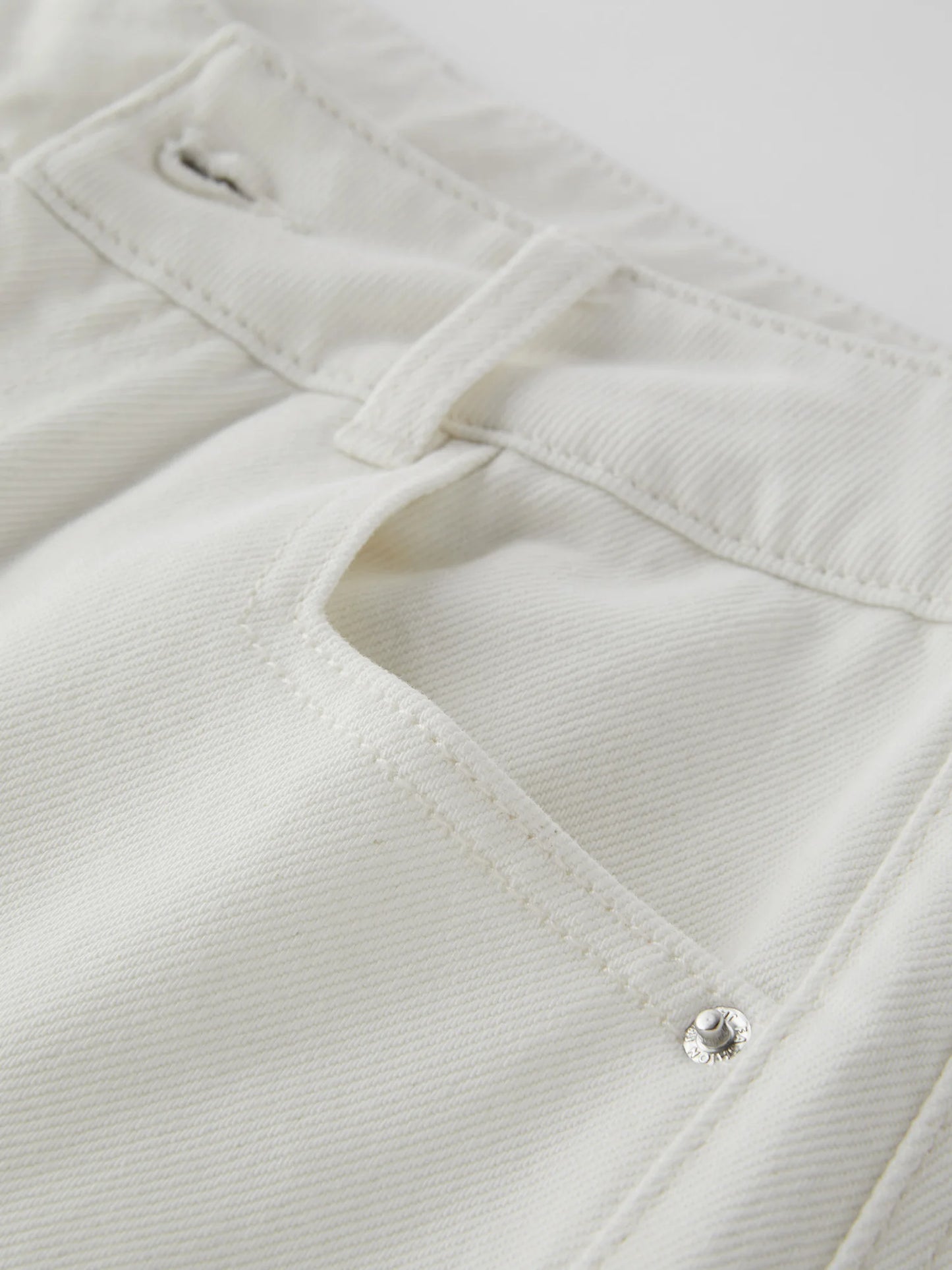 White Straight Leg Denim Pants