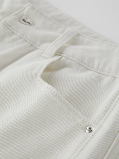 White Straight Leg Denim Pants