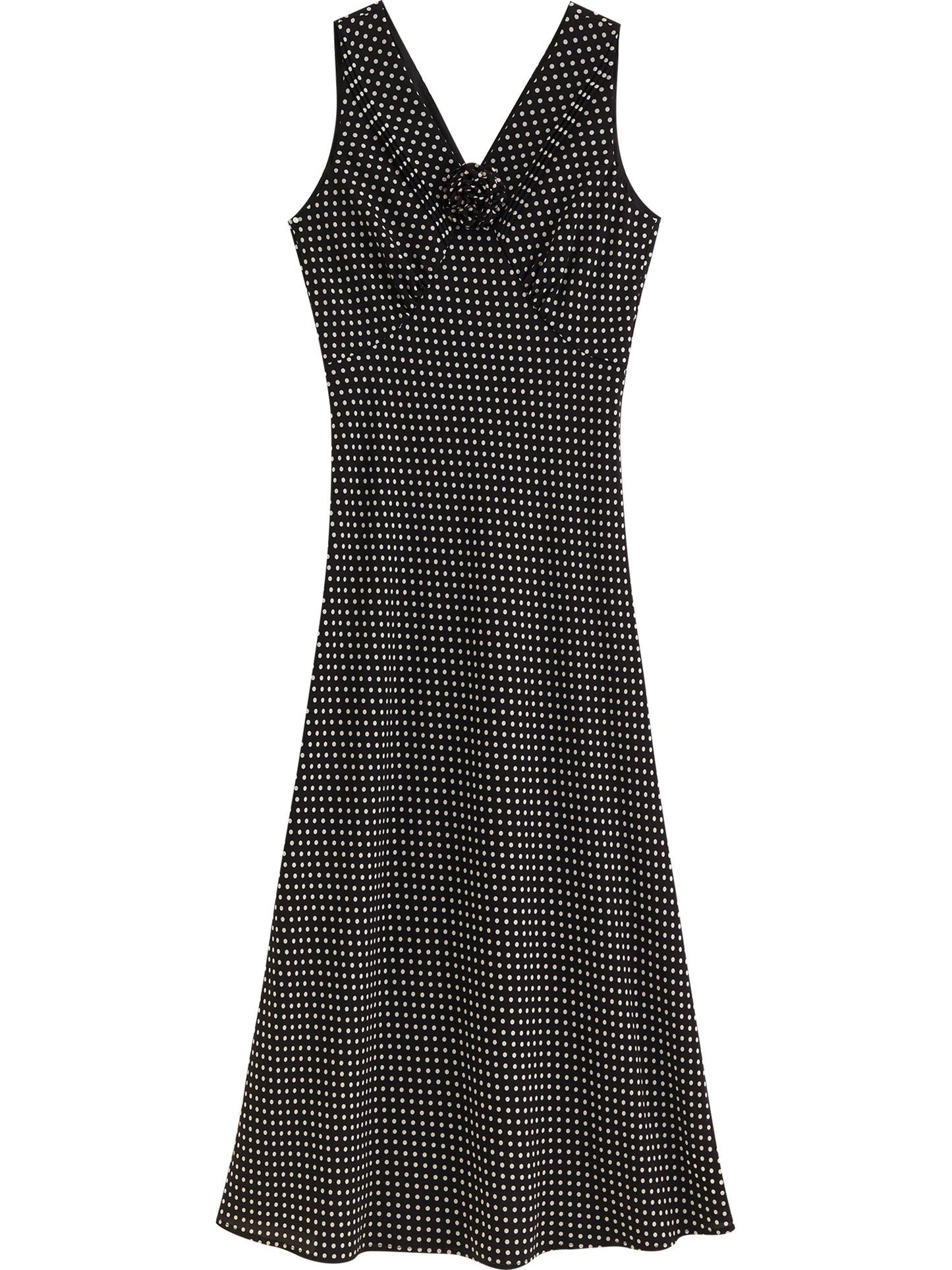 Red Embroidered Sleeveless Midi Dress