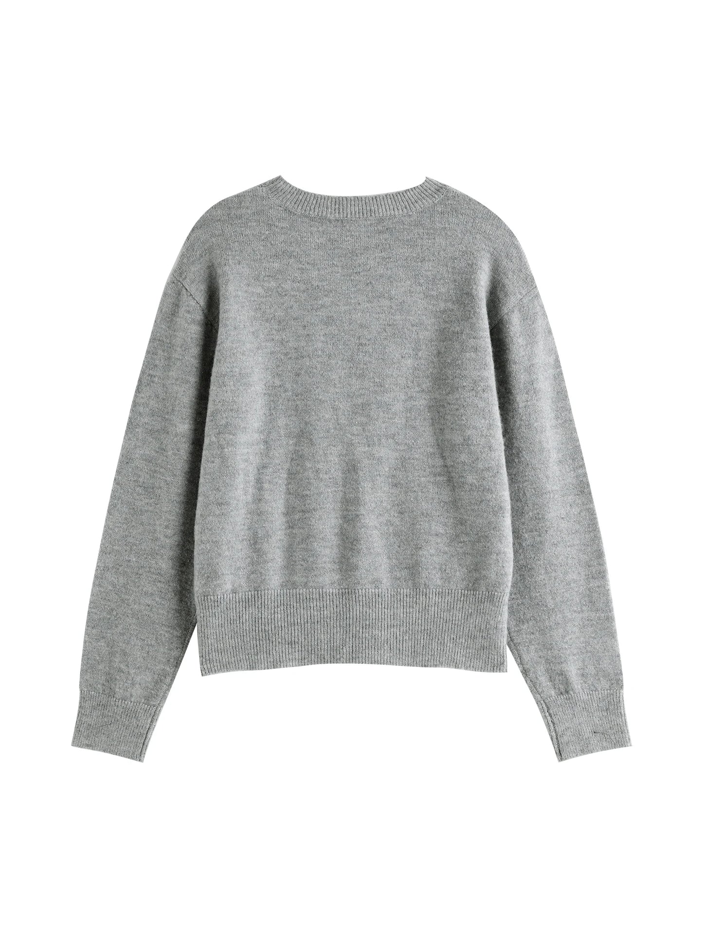 Grey Drop Shoulder Crew Sweater