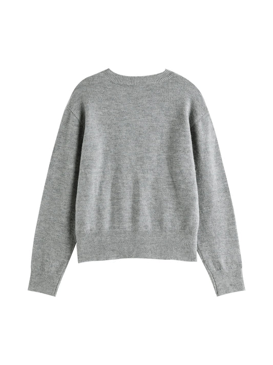 Grey Drop Shoulder Crew Sweater