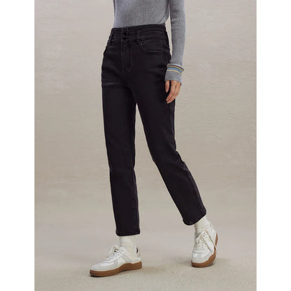 Black High Waist Straight Jeans