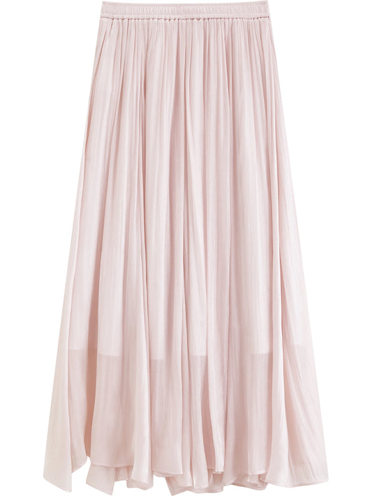 Pale Pink Satin Maxi Skirt