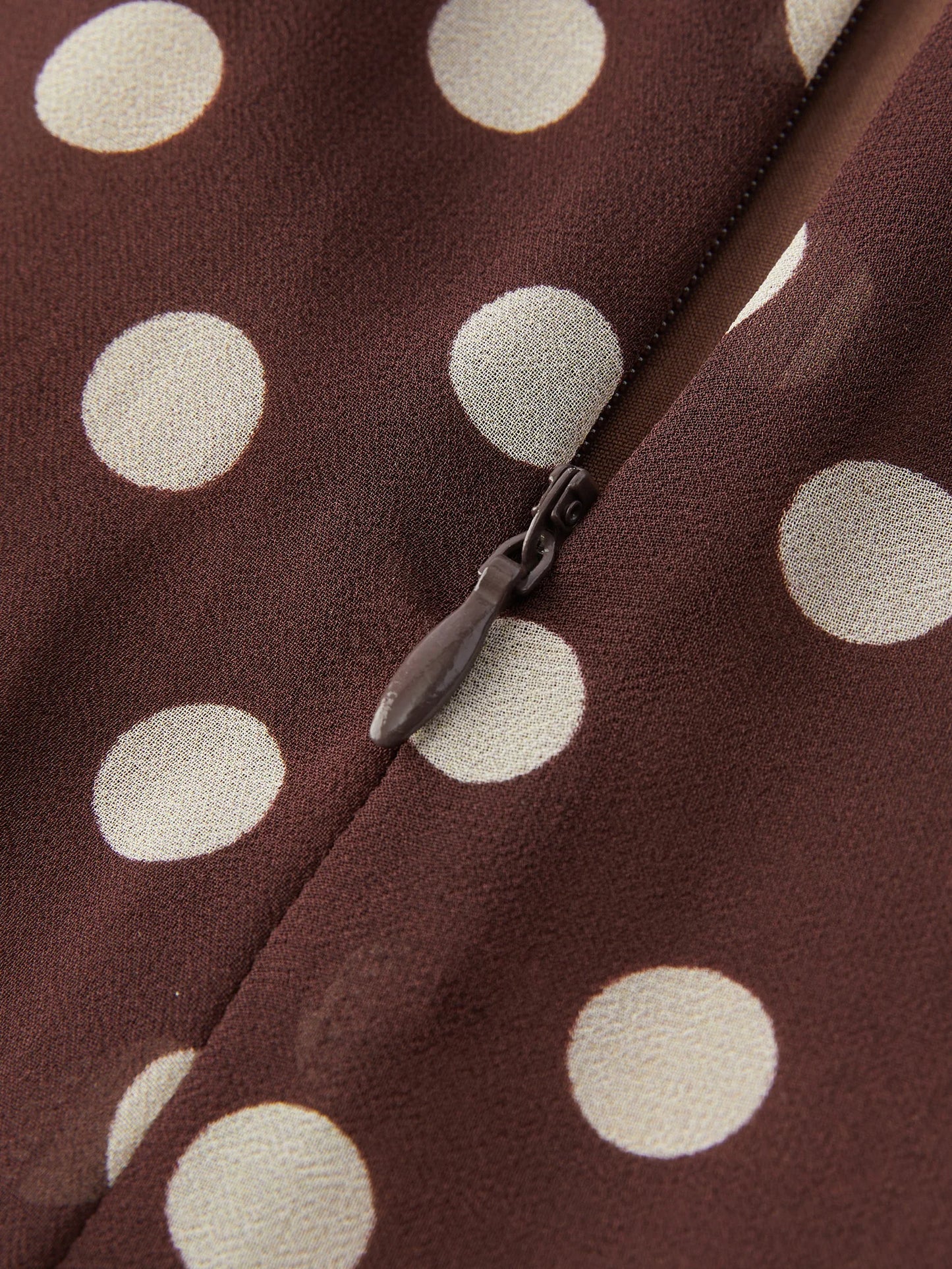 Brown Dot Chiffon Fishtail Skirt