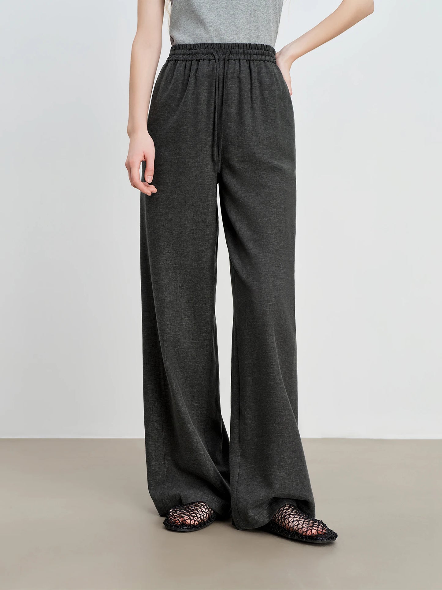 Charcoal Elastic Drawstring Pants