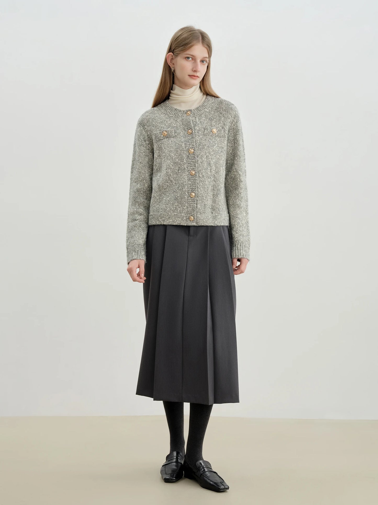 Grey Textured Pocket Knit Cardigan