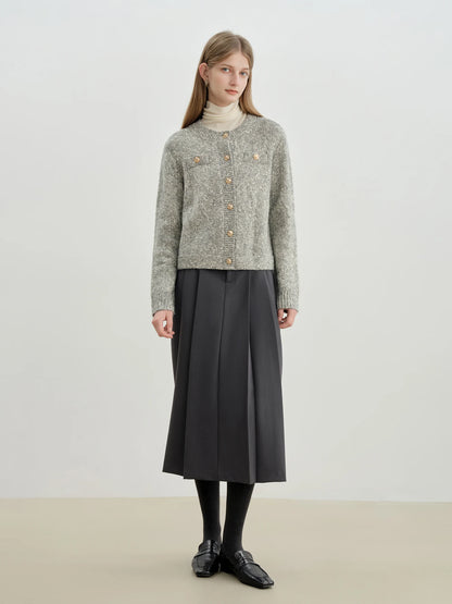 Grey Textured Pocket Knit Cardigan