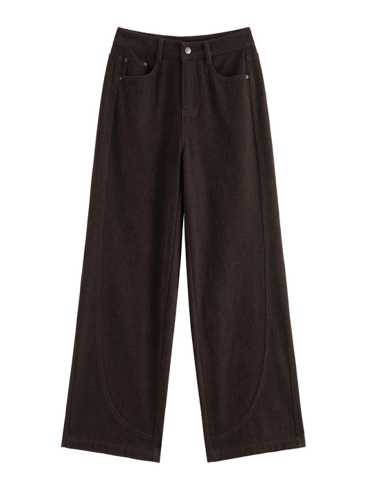 Dark Brown Curved Wide Leg Pants