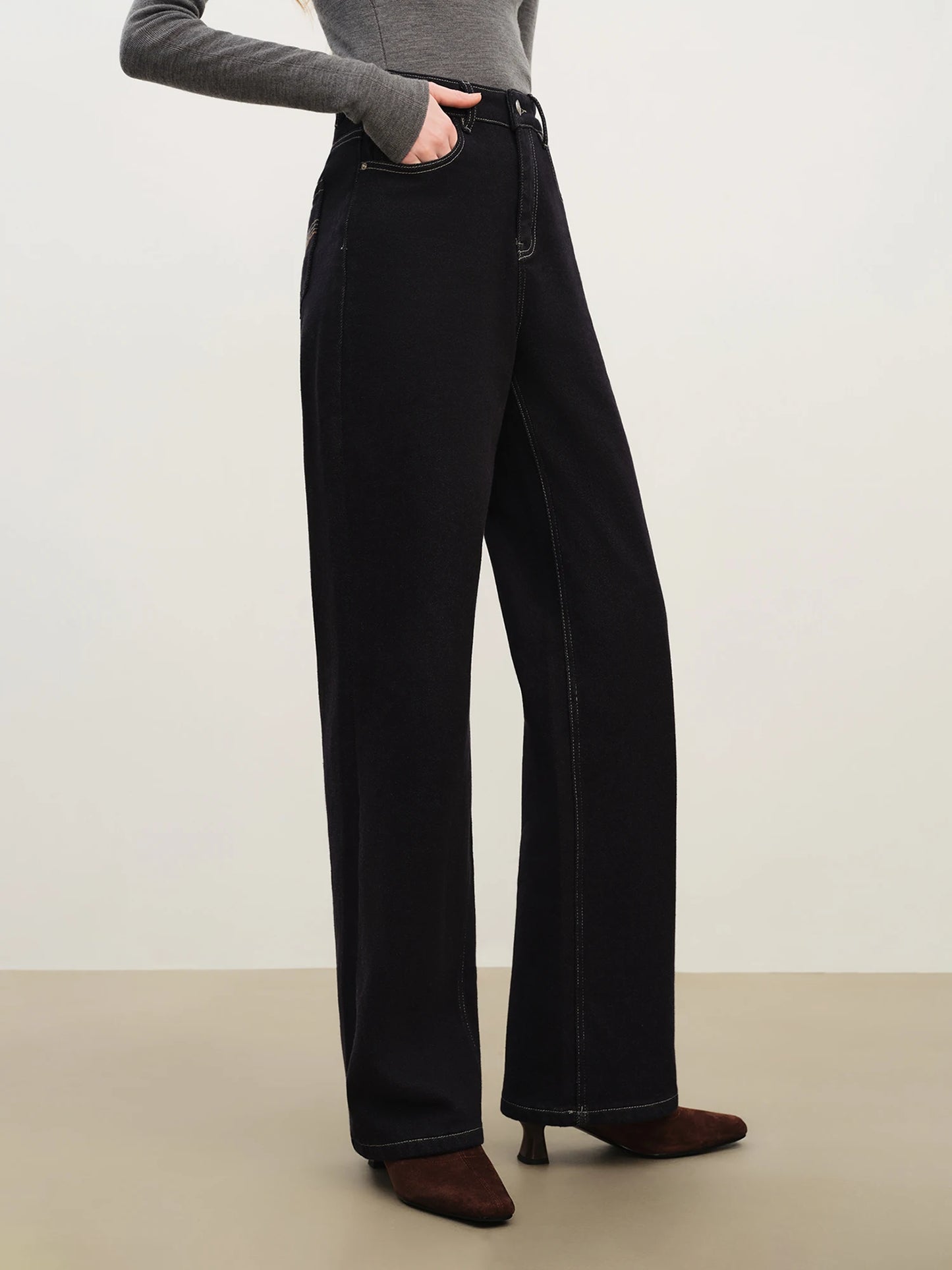 Black Straight Leg Denim Jeans