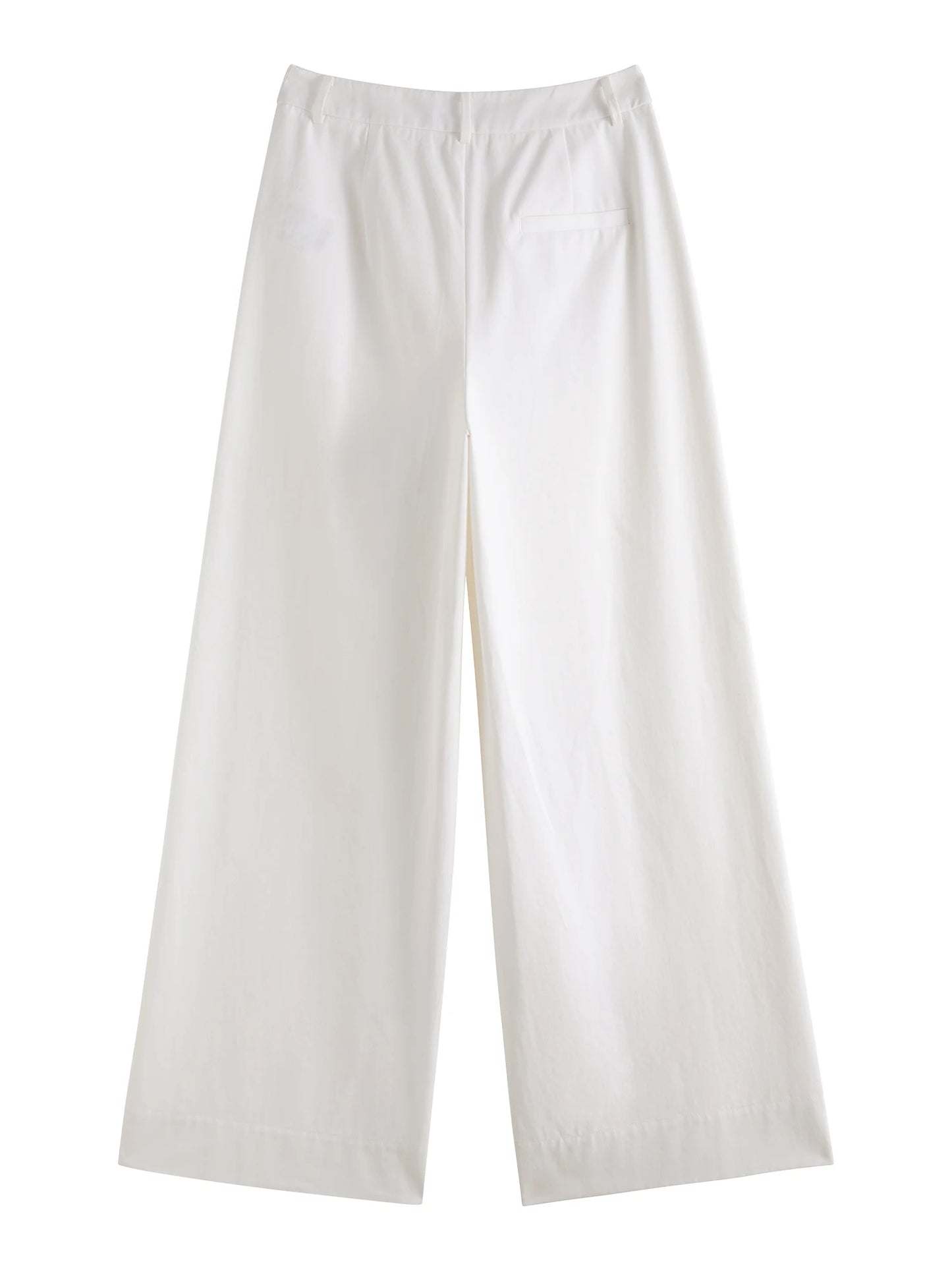 Khaki Cotton Wide Leg Pants