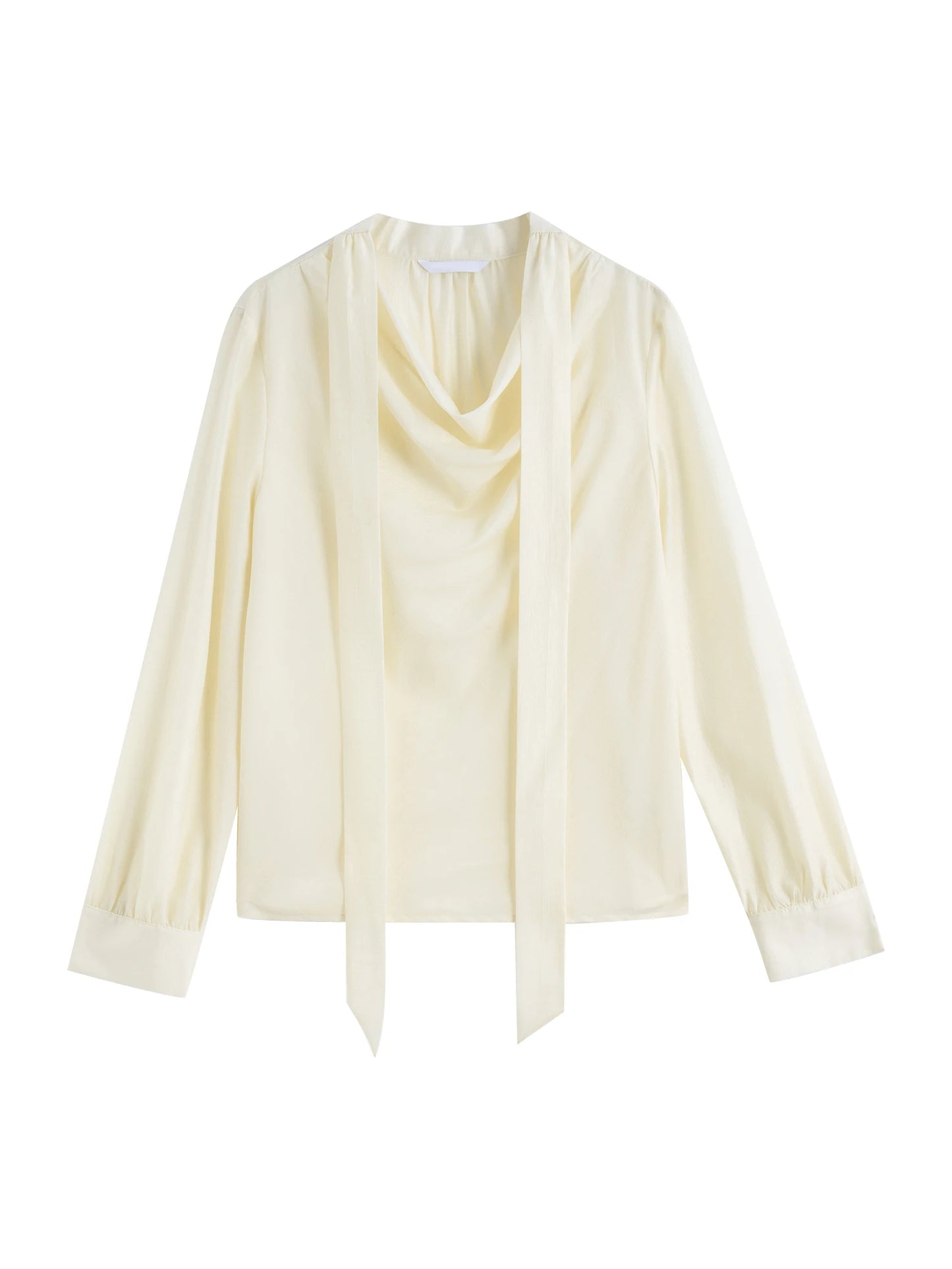 Ivory Draped Tie Neck Blouse