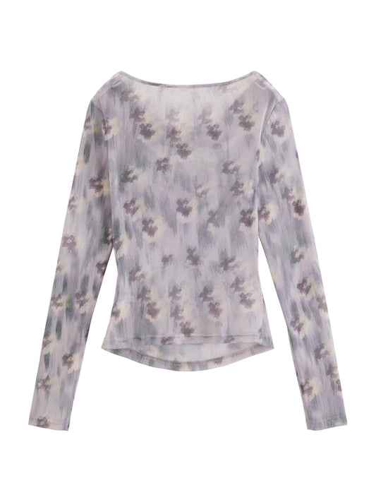 Wisteria Floral Boat Neck Top