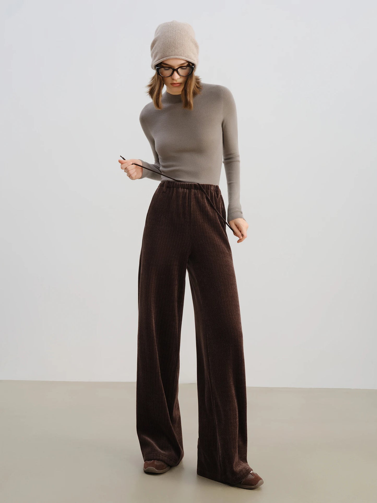Brown Corduroy Wide Leg Pants