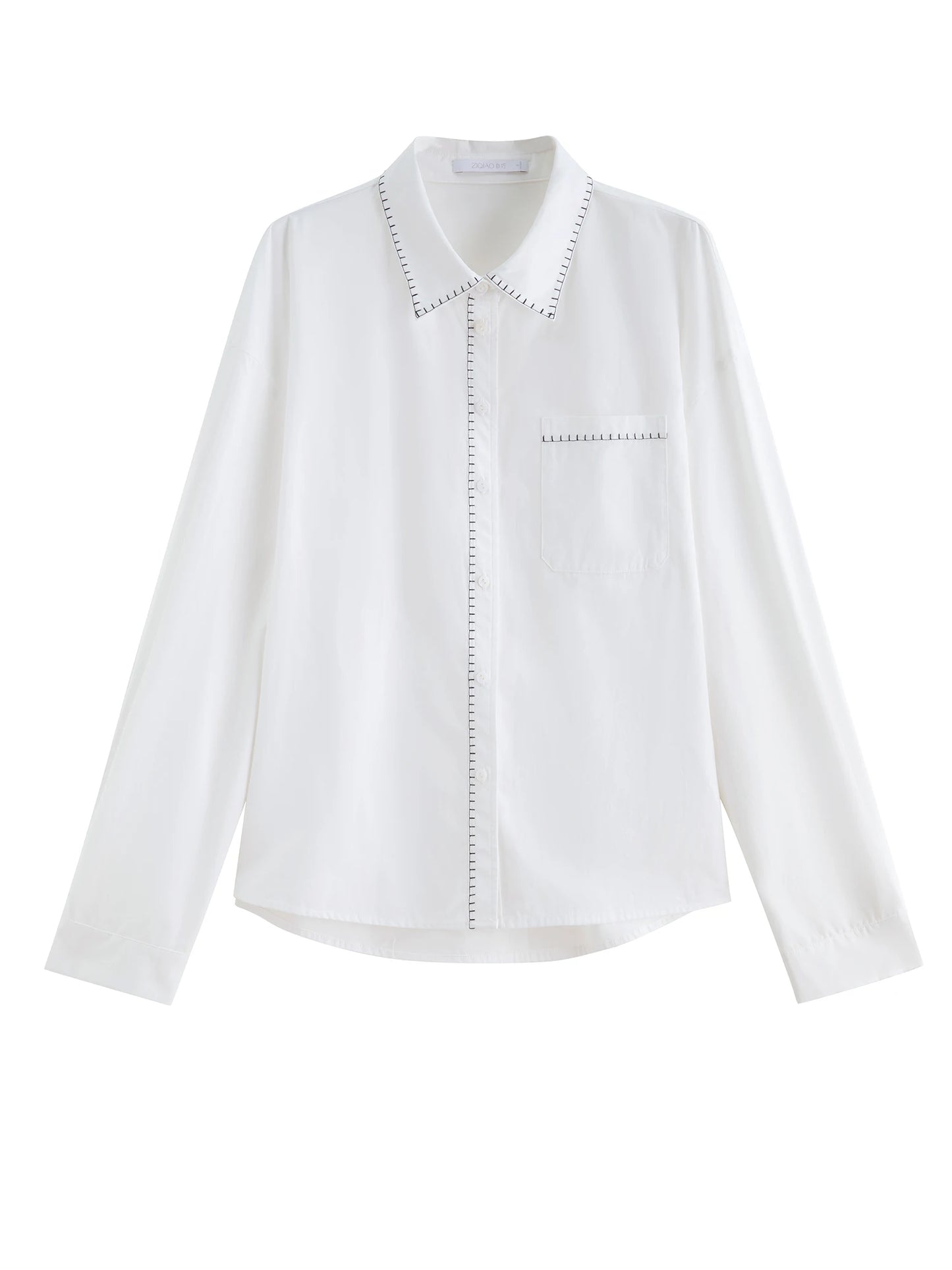 Pale Blue Contrast Trim Shirt