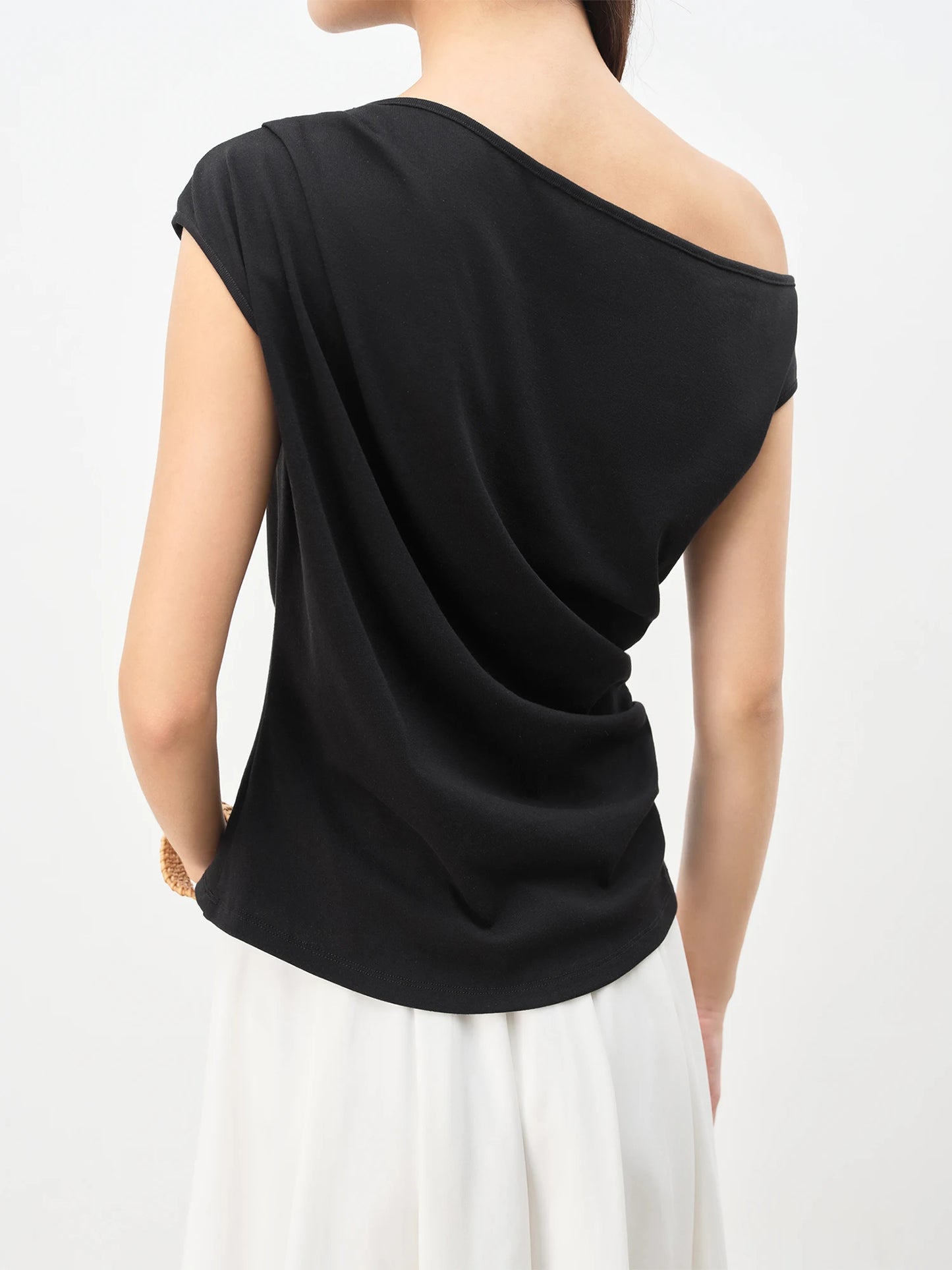 Rust Draped One Shoulder Top