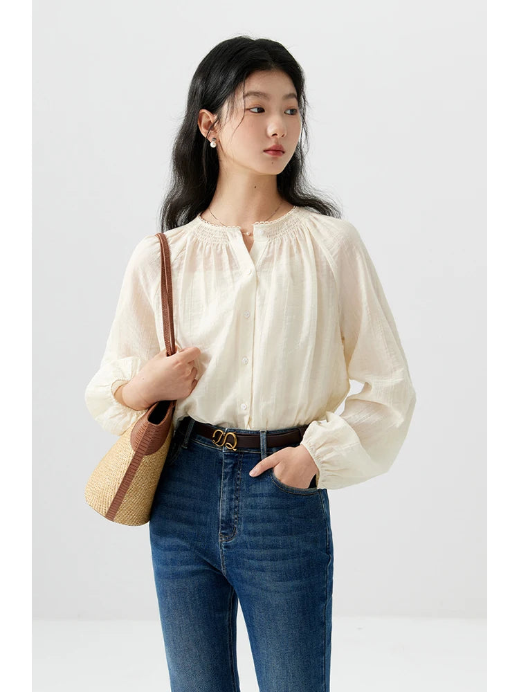 Ivory Suspenders Pleated Blouse
