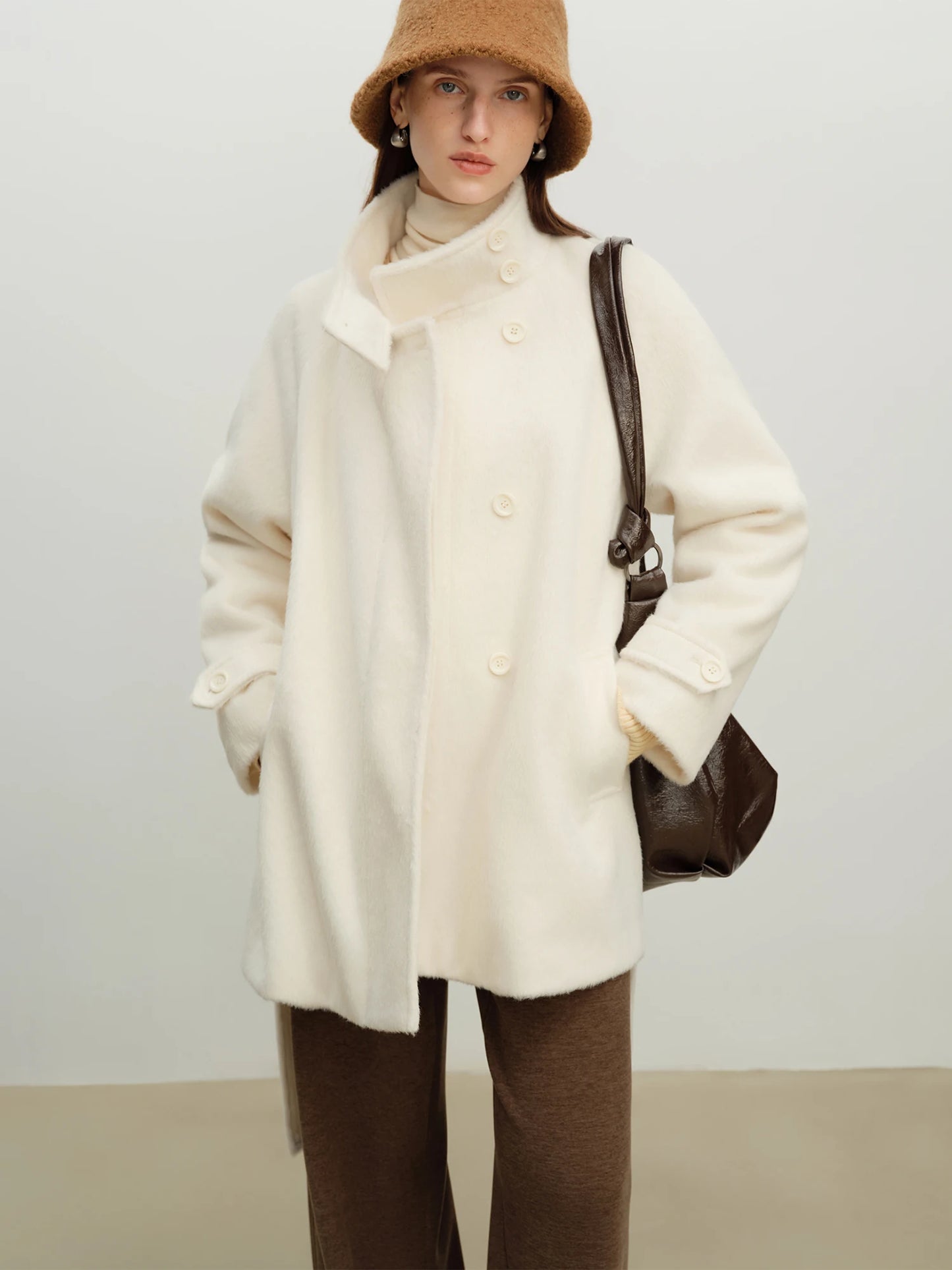 Brown Toggle Belted Short Coat
