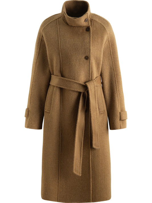 Grey Stand Collar Wool Coat